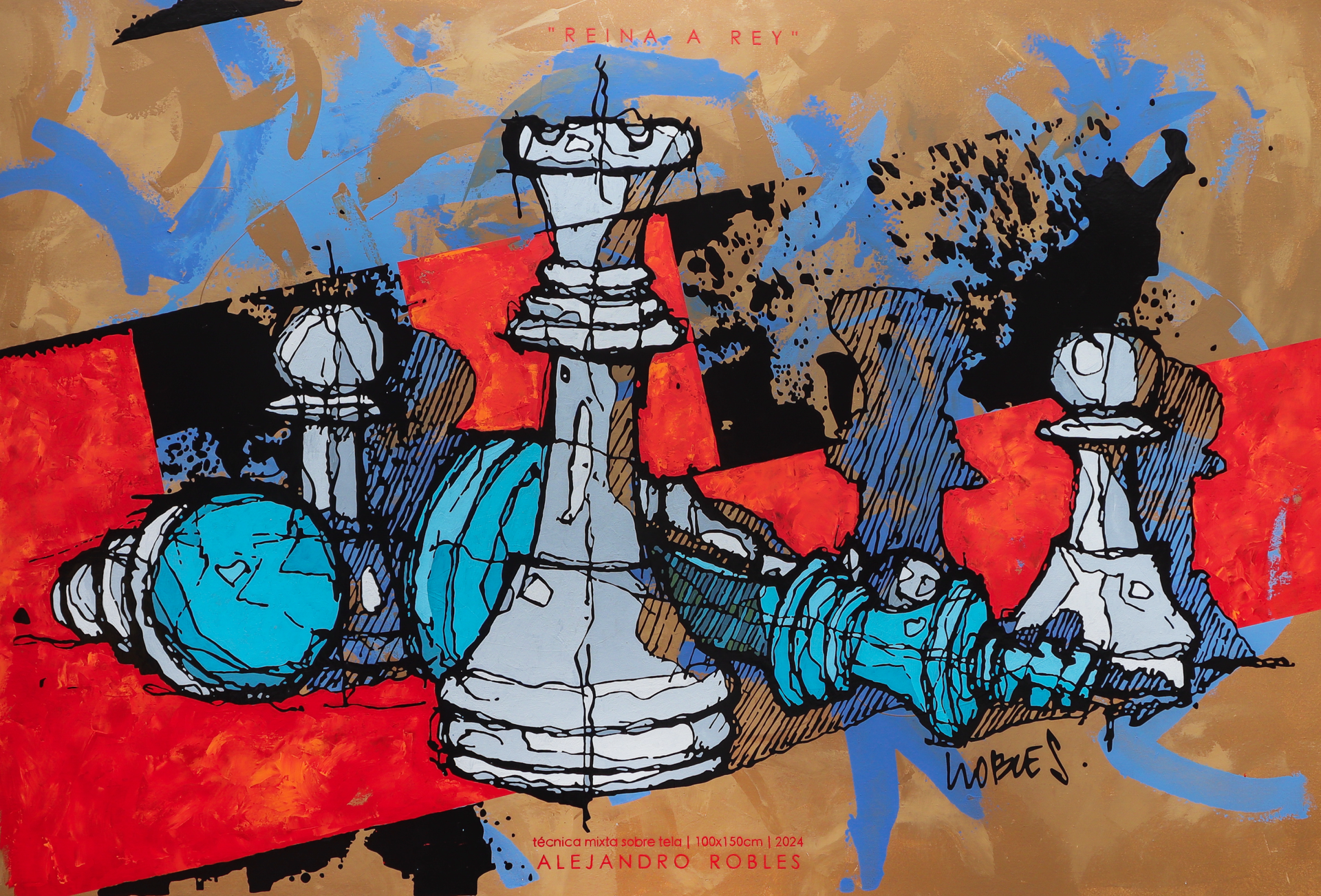 REINA A REY | TÉCNICA MIXTA SOBRE LIENZO | 100X150CM | 2024