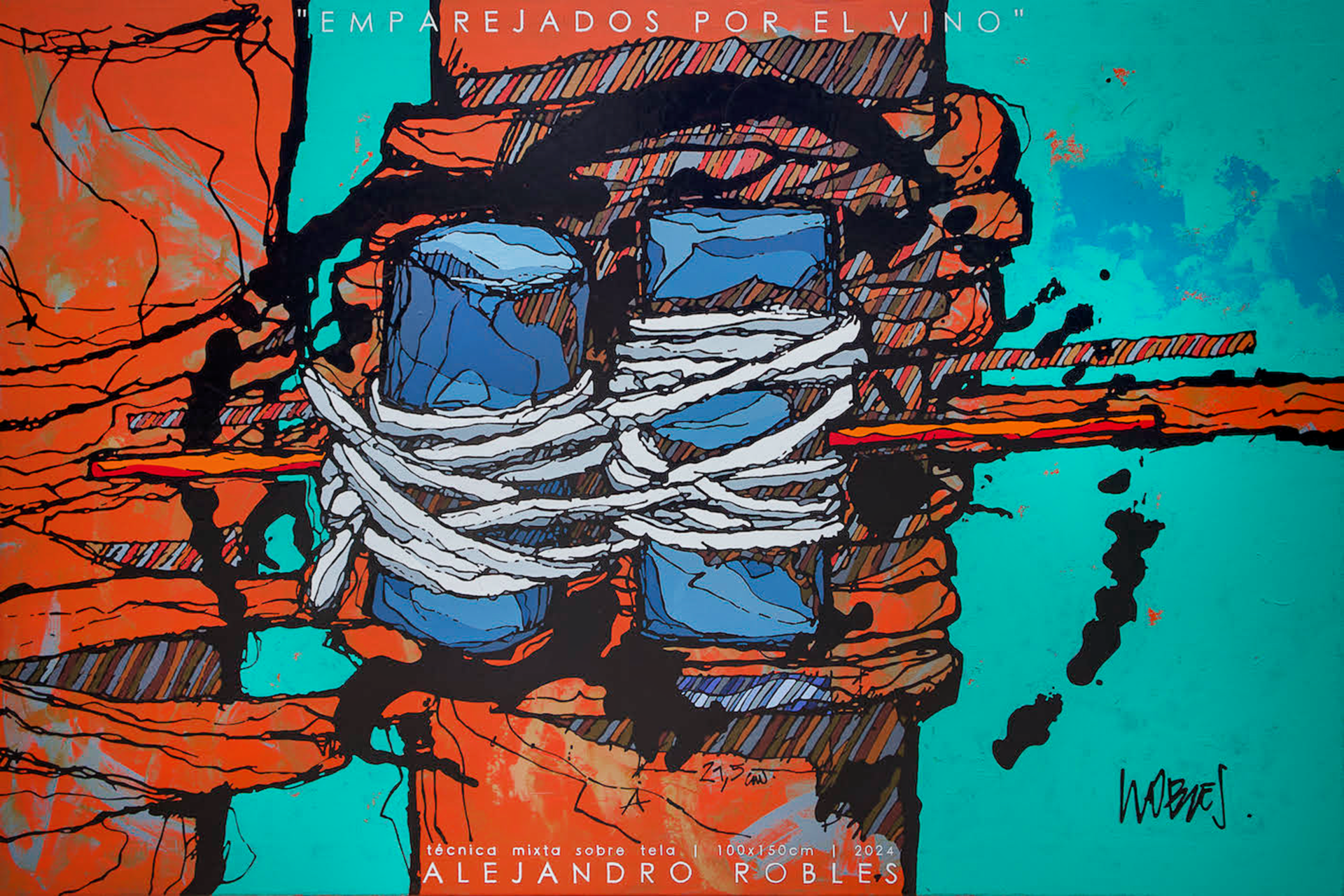 EMPAREJADOS POR EL VINO |TÉCNICA MIXTA SOBRE TELA | 100X150 CM | 2024